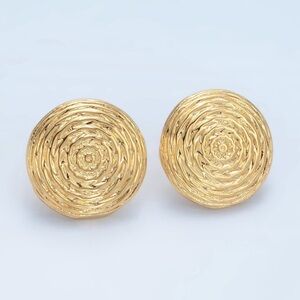 NEW 24K Gold Filled Ripple Design Round Earrings